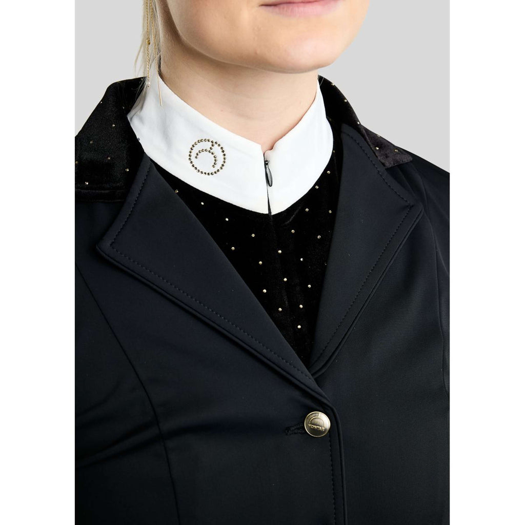 Montar Competition Shirt MoValerie Velvet Golden Quartz Crystals Long Sleeves Black