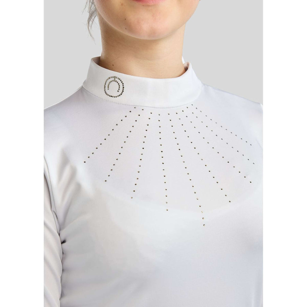 Montar Competition Shirt MoEverline Golden Quartz Crystals Kids Long Sleeves White