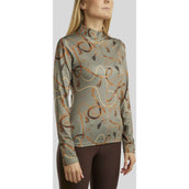 Montar Poloshirt Haily Bridle Print Long Sleeves Dusty Green