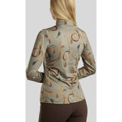 Montar Poloshirt Haily Bridle Print Long Sleeves Dusty Green