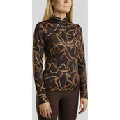 Montar Poloshirt Haily Bridle Print Long Sleeves Brown