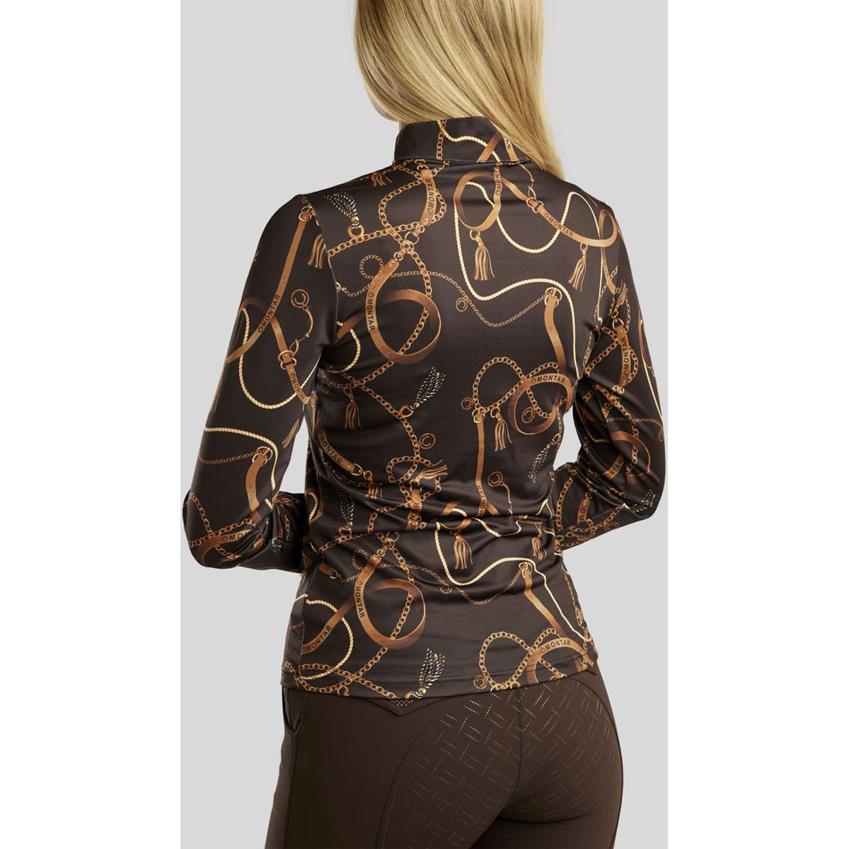 Montar Poloshirt Haily Bridle Print Long Sleeves Brown