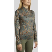 Montar Poloshirt Haily Bridle Print Long Sleeves Pine Green