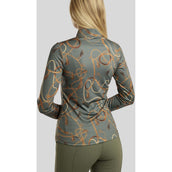 Montar Poloshirt Haily Bridle Print Long Sleeves Pine Green