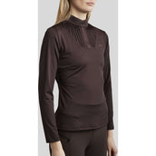 Montar Shirt MoRosie Pintucks Crystals Long Sleeves Brown