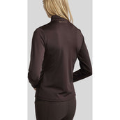 Montar Shirt MoRosie Pintucks Crystals Long Sleeves Brown