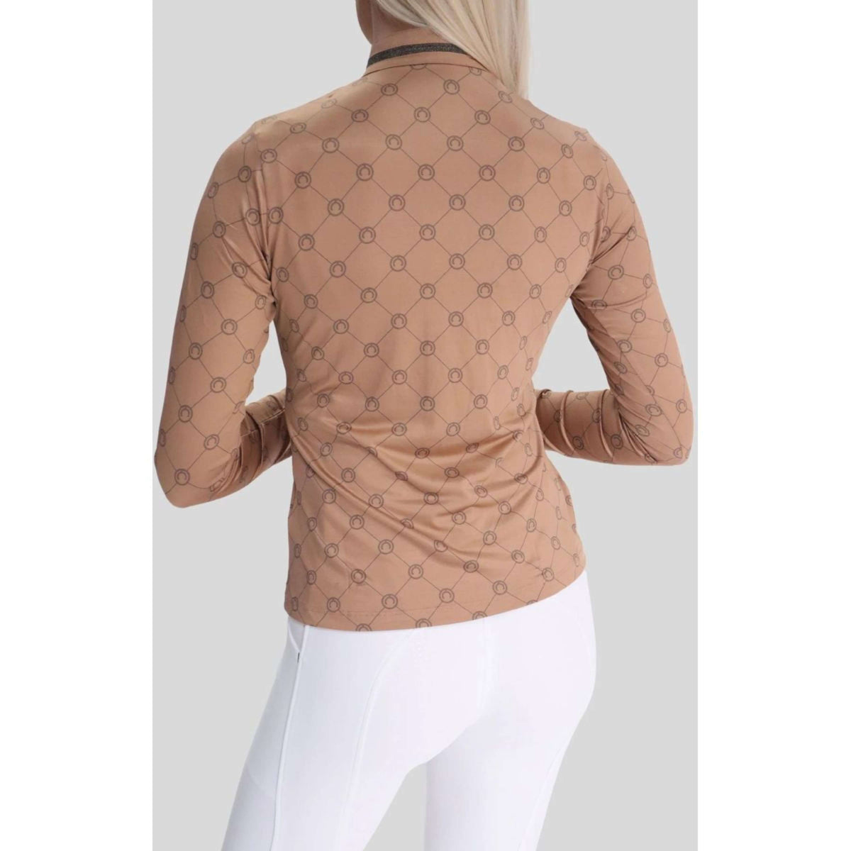 Montar Shirt MoAvina Monogram Caviar Crystal Deco Long Sleeves Latte