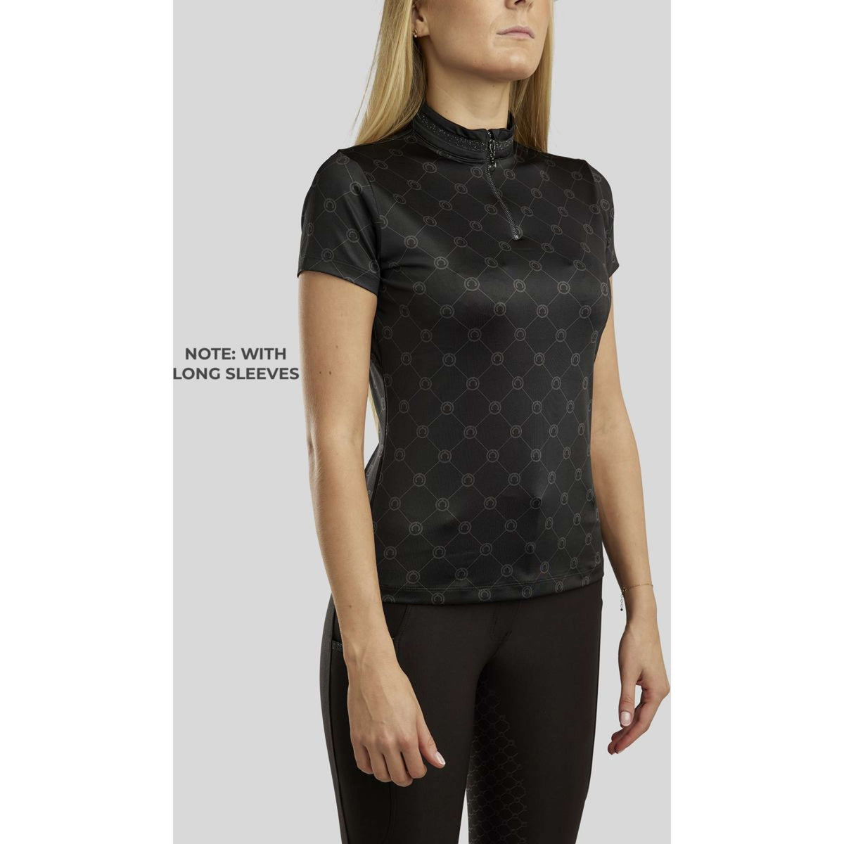 Montar Shirt MoAvina Monogram Caviar Crystal Deco Long Sleeves Black