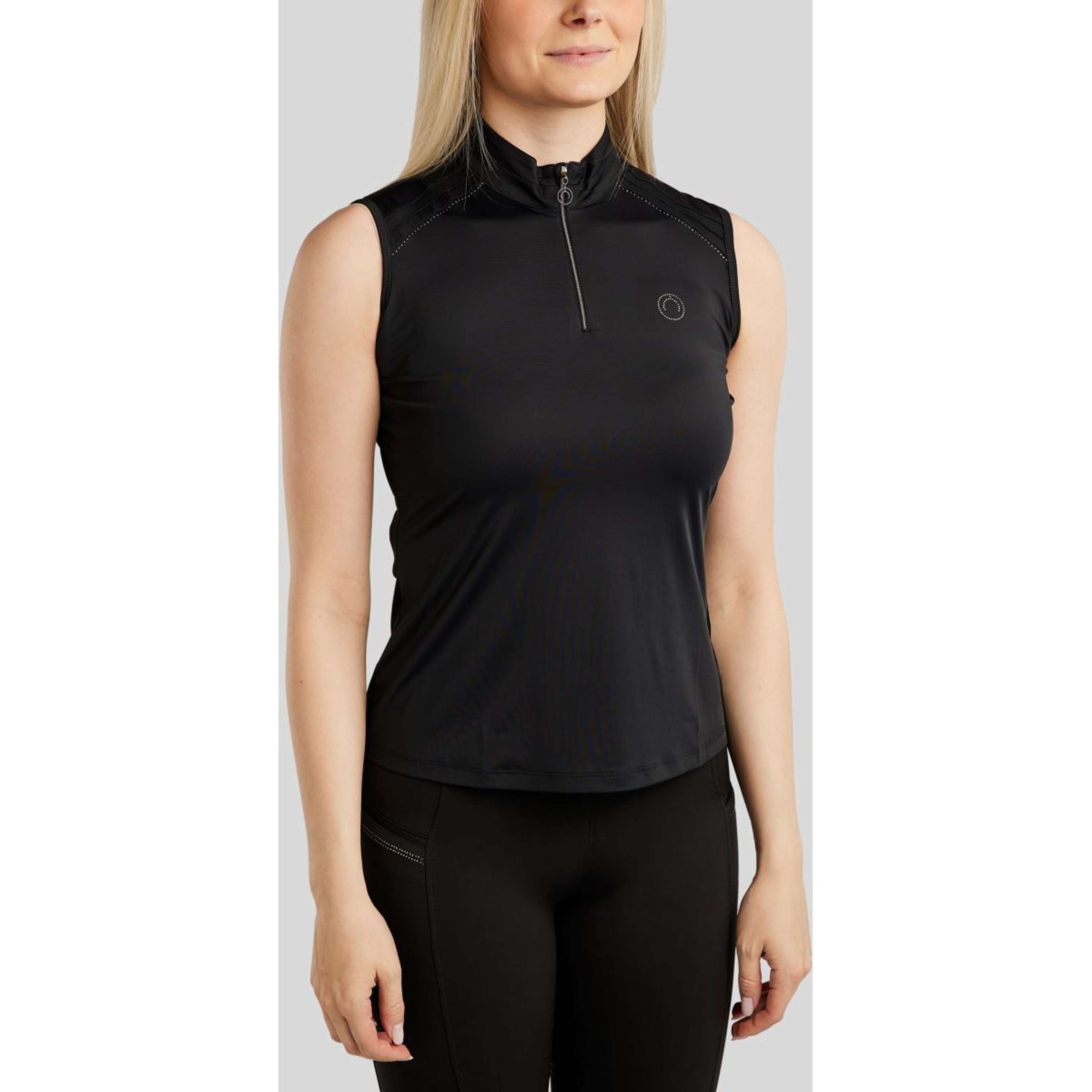 Montar Shirt MoPearl Pintuck Sleeveless Black