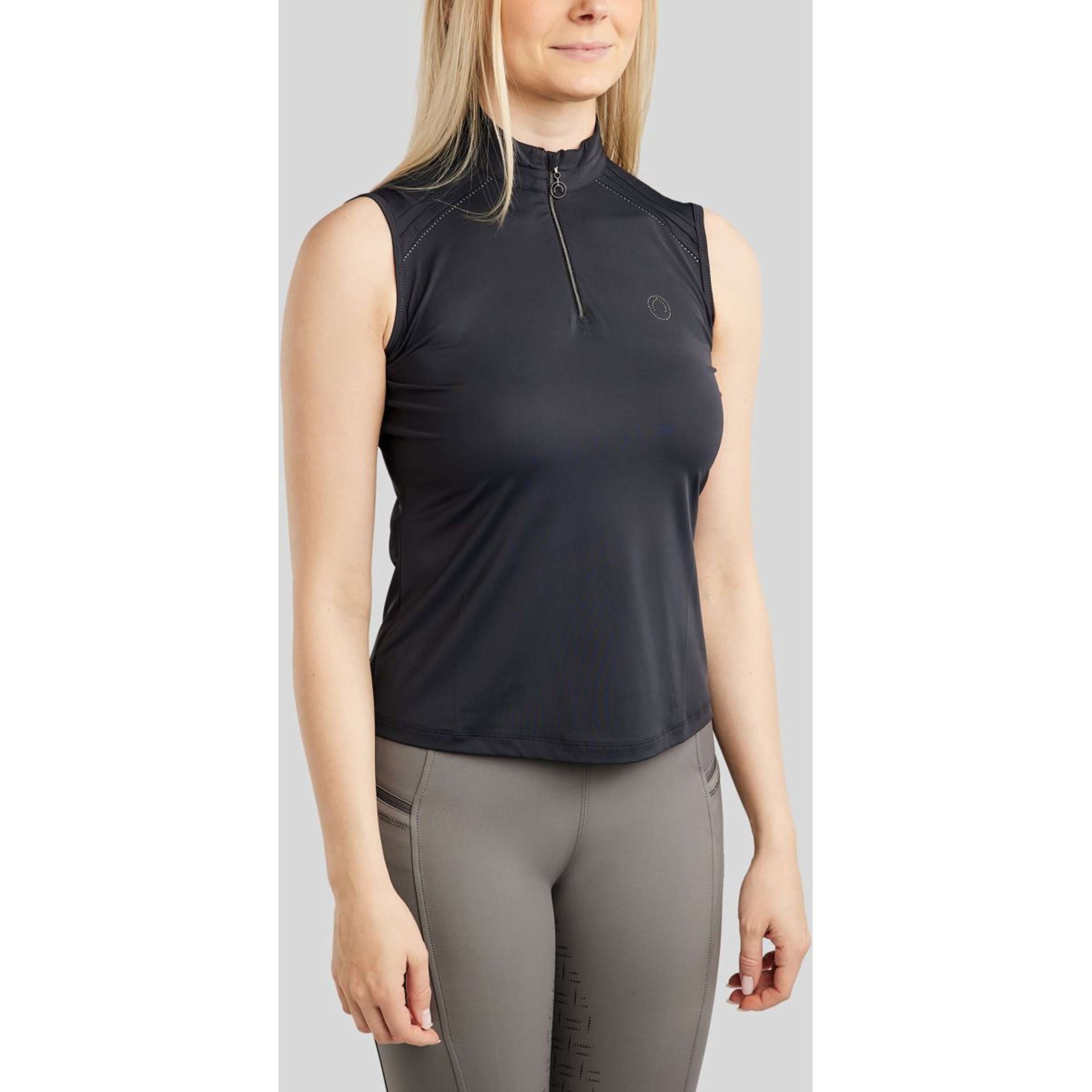 Montar Shirt MoPearl Pintuck Sleeveless Navy