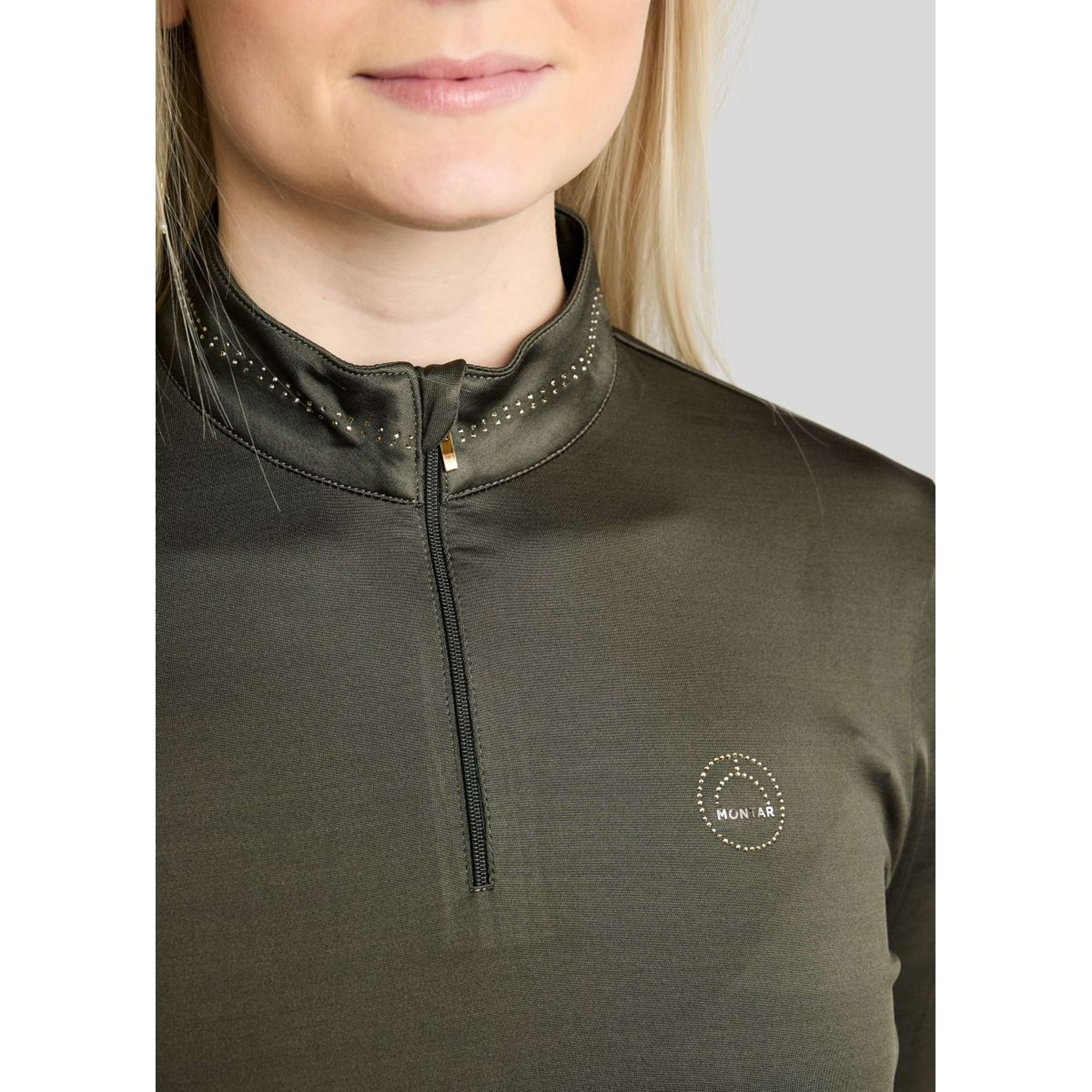 Montar Shirt MoEverline Golden Quartz Crystals Long Sleeves Forest Green