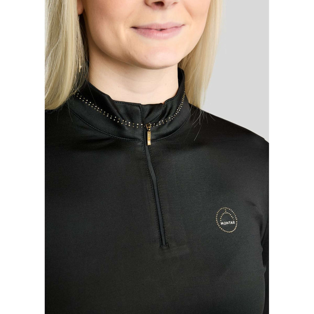 Montar Shirt MoEverline Golden Quartz Crystals Long Sleeves Black