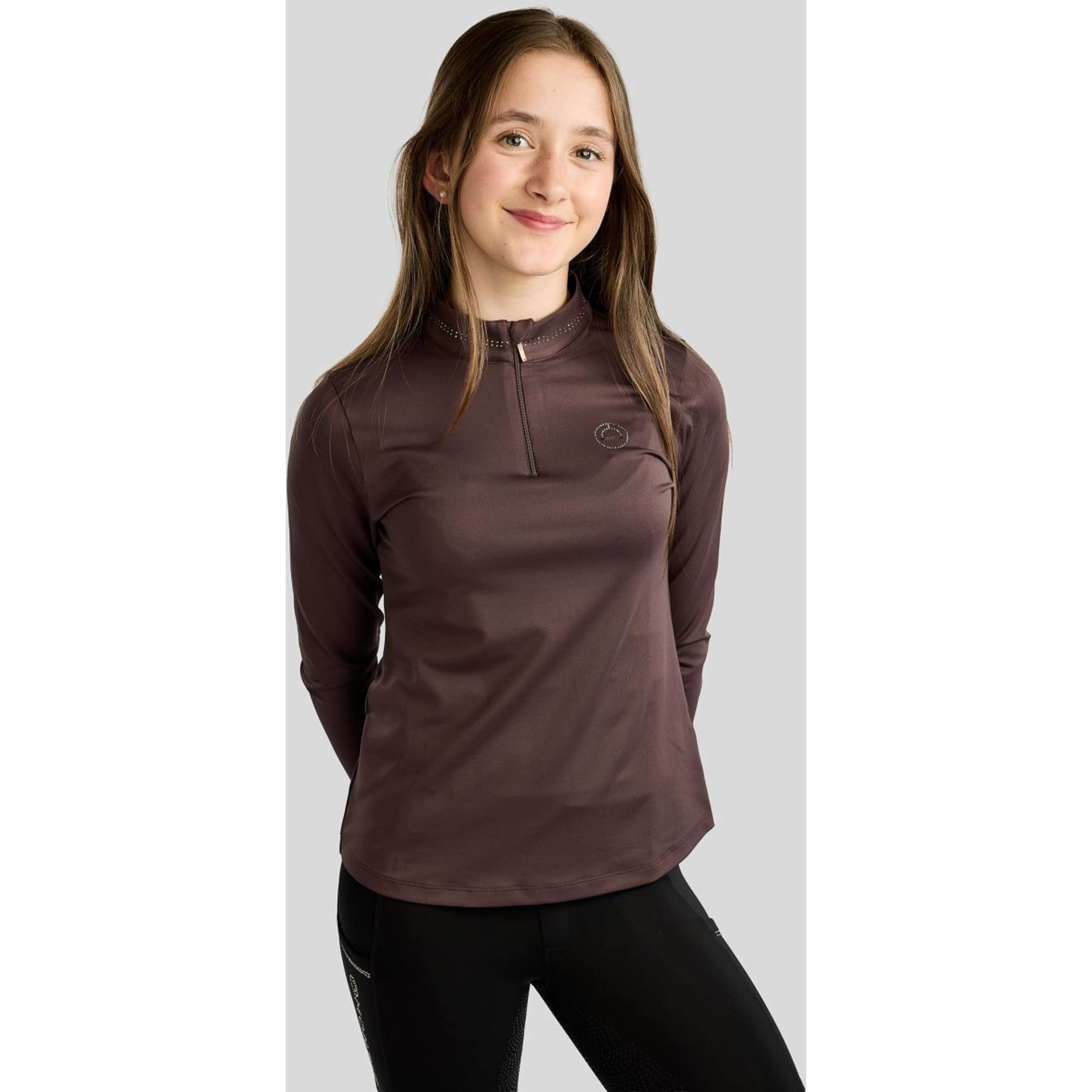 Montar Shirt MoEverline Golden Quartz Crystals Kids Long Sleeves Black Peony