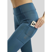 Rebel Riding Legging Beltloops Rosegold Crystals Full Grip Petrol