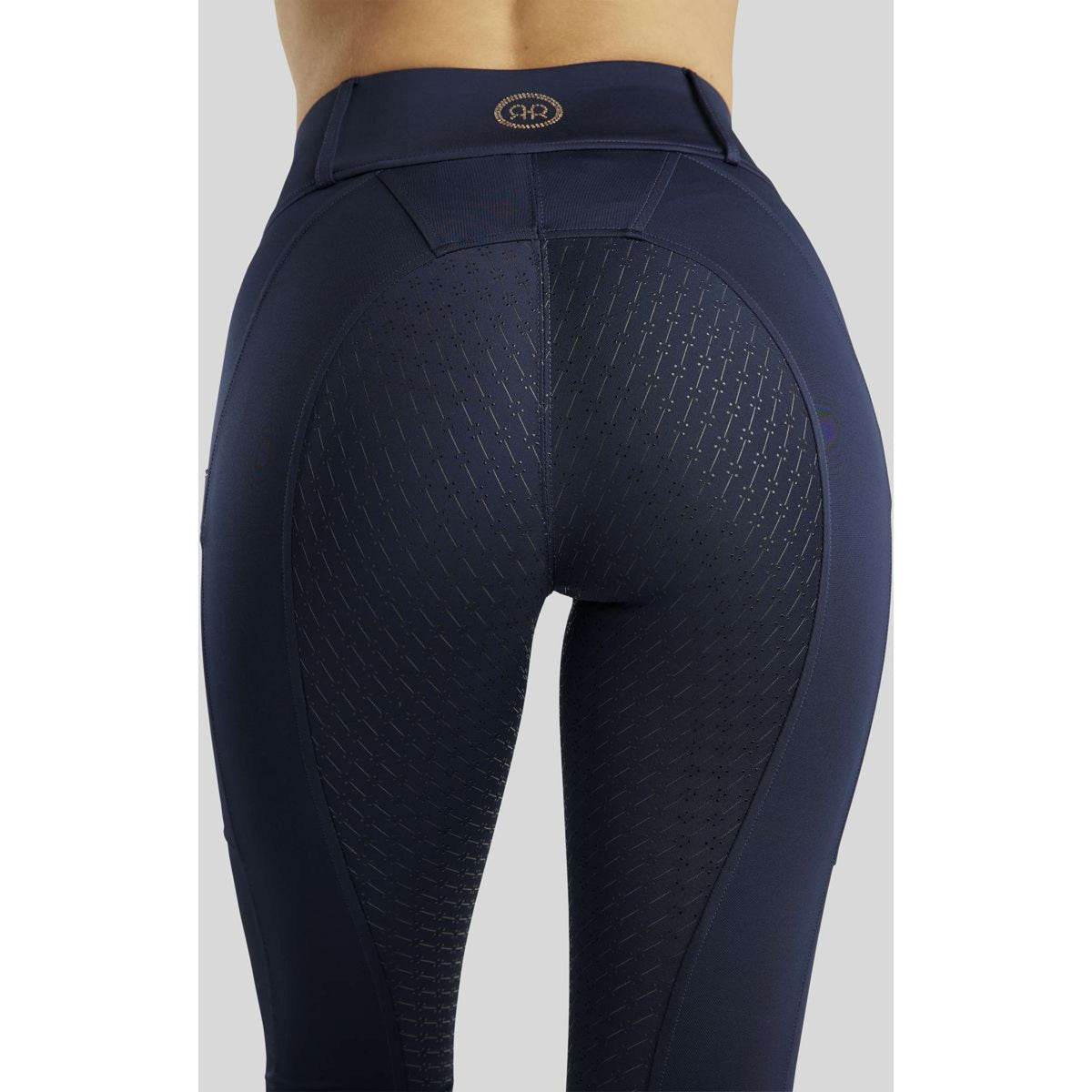 Rebel Riding Legging Beltloops Rosegold Crystals Full Grip Navy