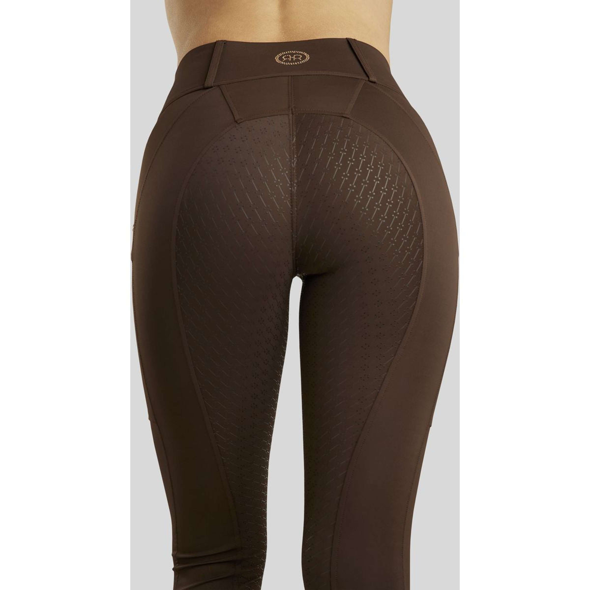 Rebel Riding Legging Beltloops Rosegold Crystals Full Grip Brown