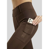 Rebel Riding Legging Beltloops Rosegold Crystals Full Grip Brown