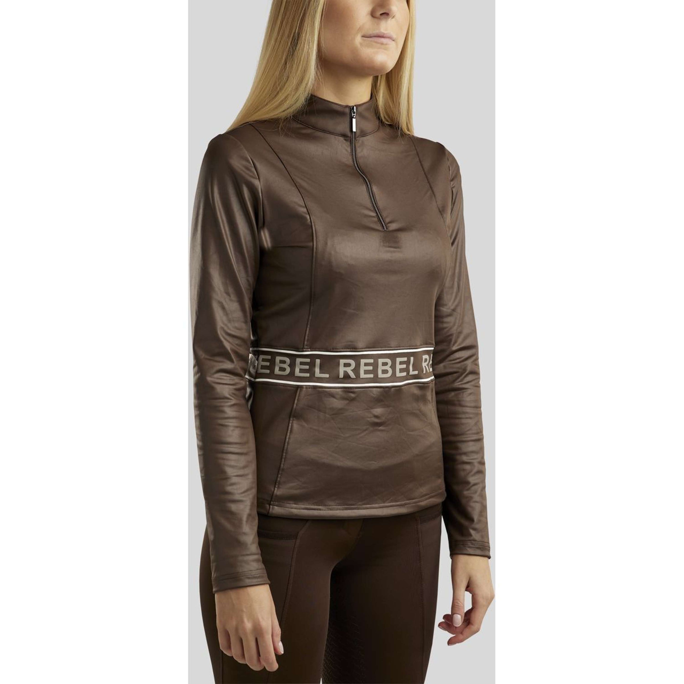 Rebel Shirt Logo Printed Shiny Coated Fabric Brown