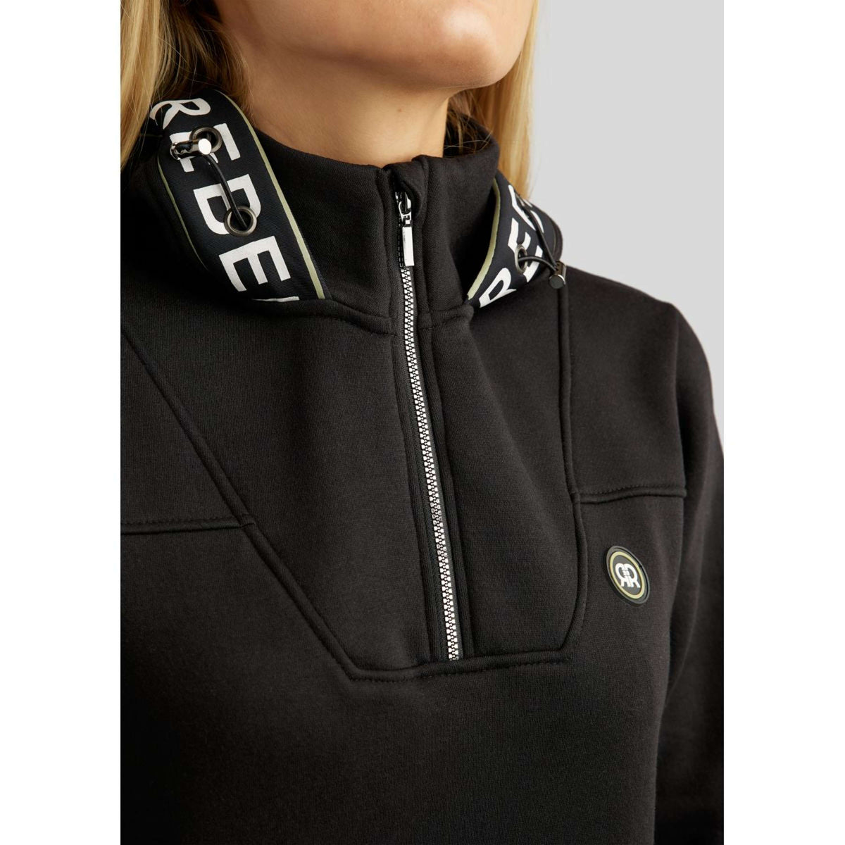 Rebel Hoodie Quarter Zip Logo Black