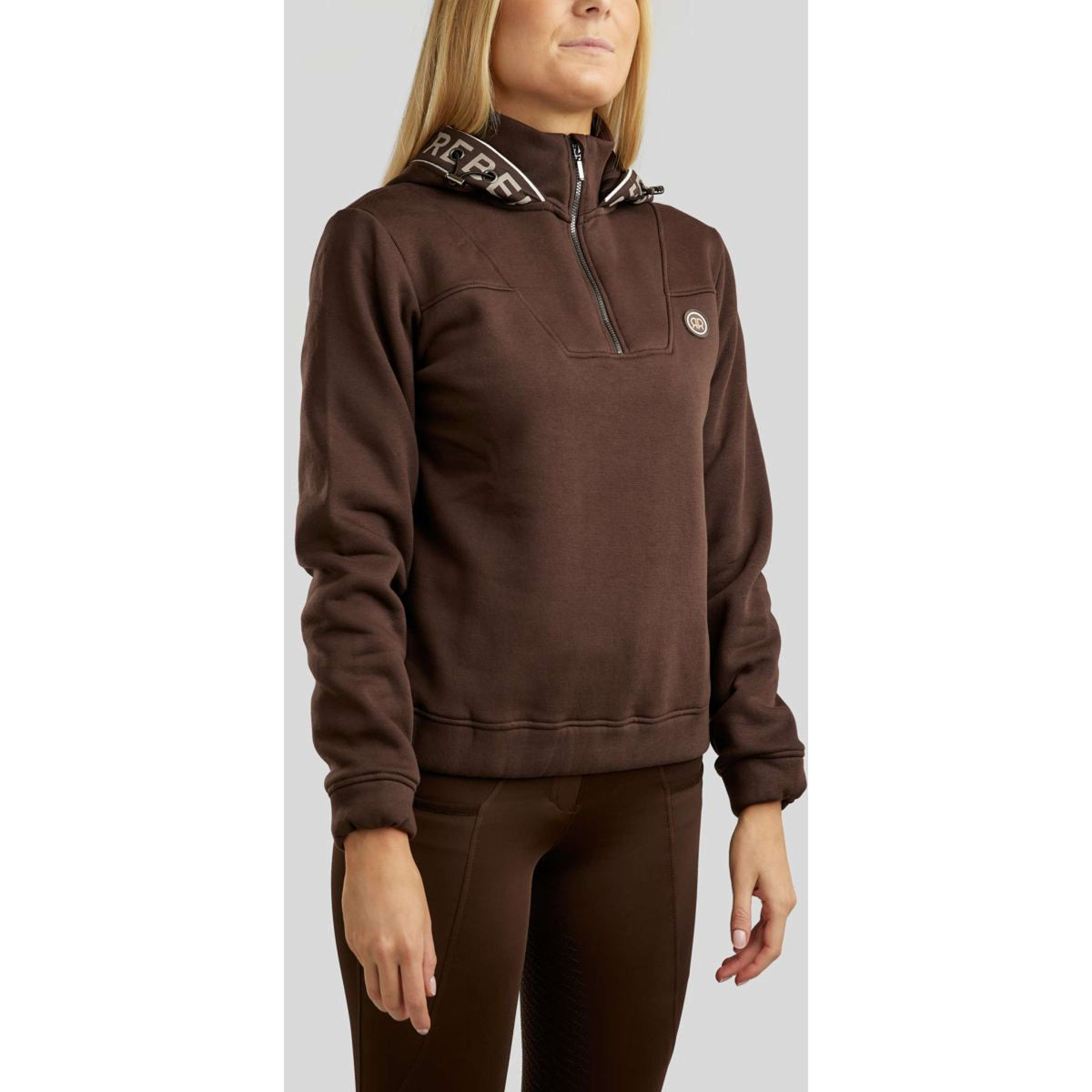 Rebel Hoodie Quarter Zip Logo Brown