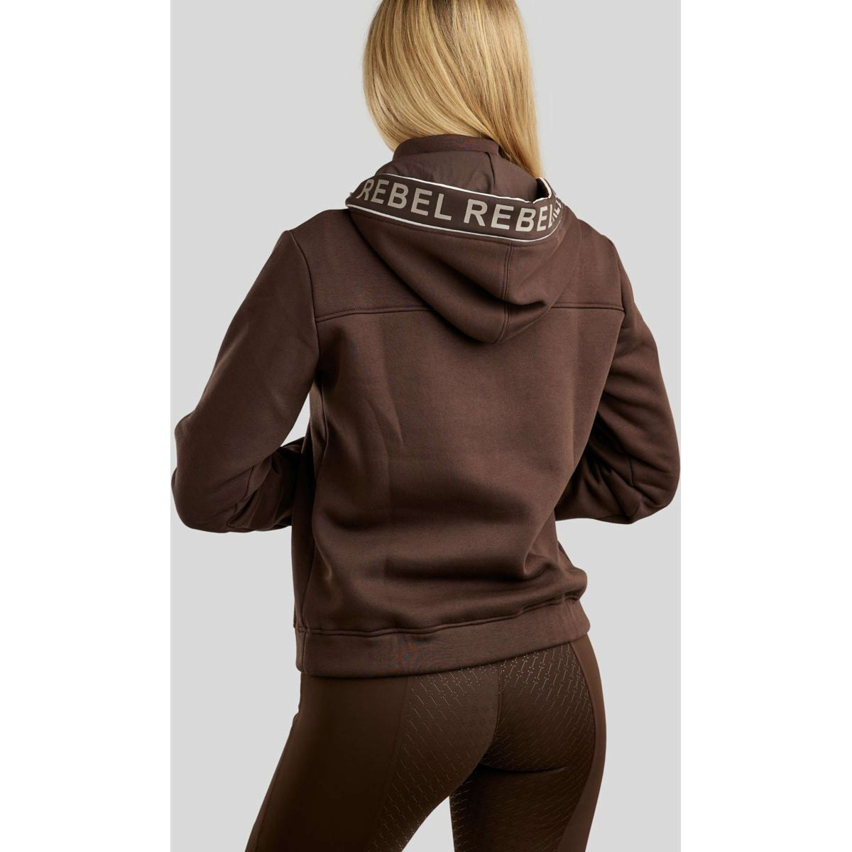 Rebel Hoodie Quarter Zip Logo Brown