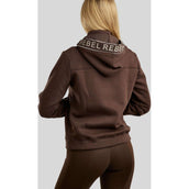 Rebel Hoodie Quarter Zip Logo Brown