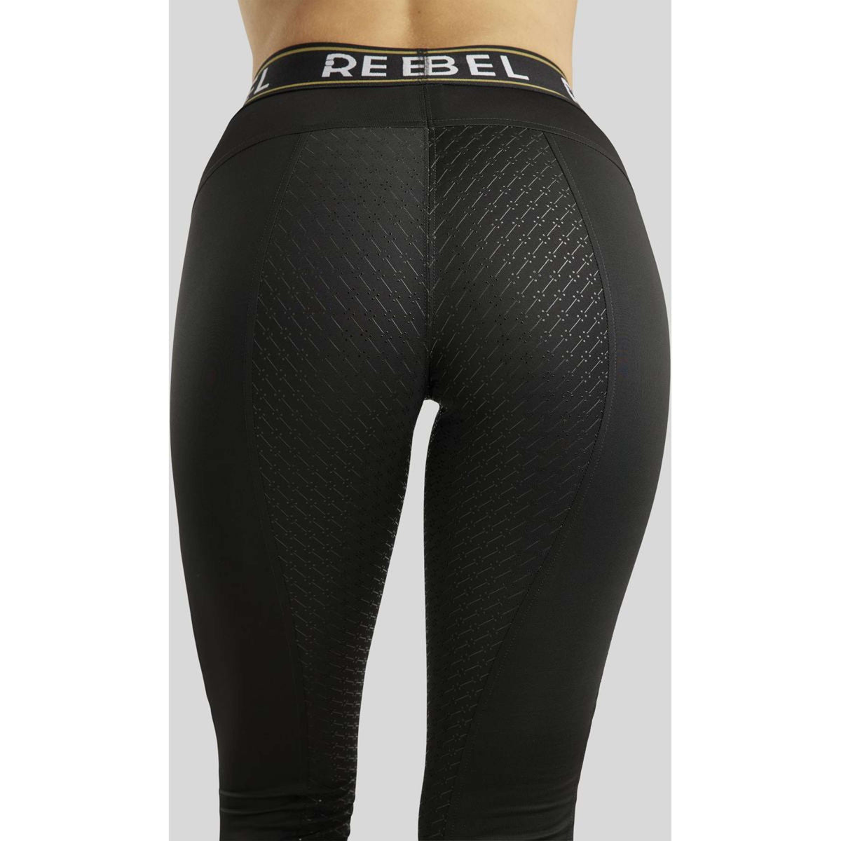 Rebel Riding Legging Logo Elastic Waistband Full Grip Black