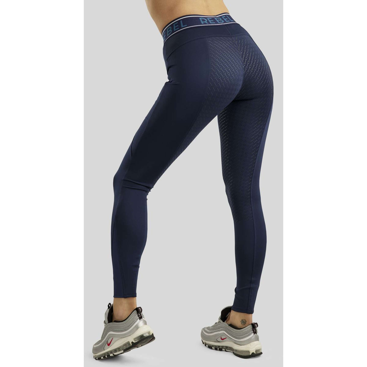 Rebel Riding Legging Logo Elastic Waistband Full Grip Navy