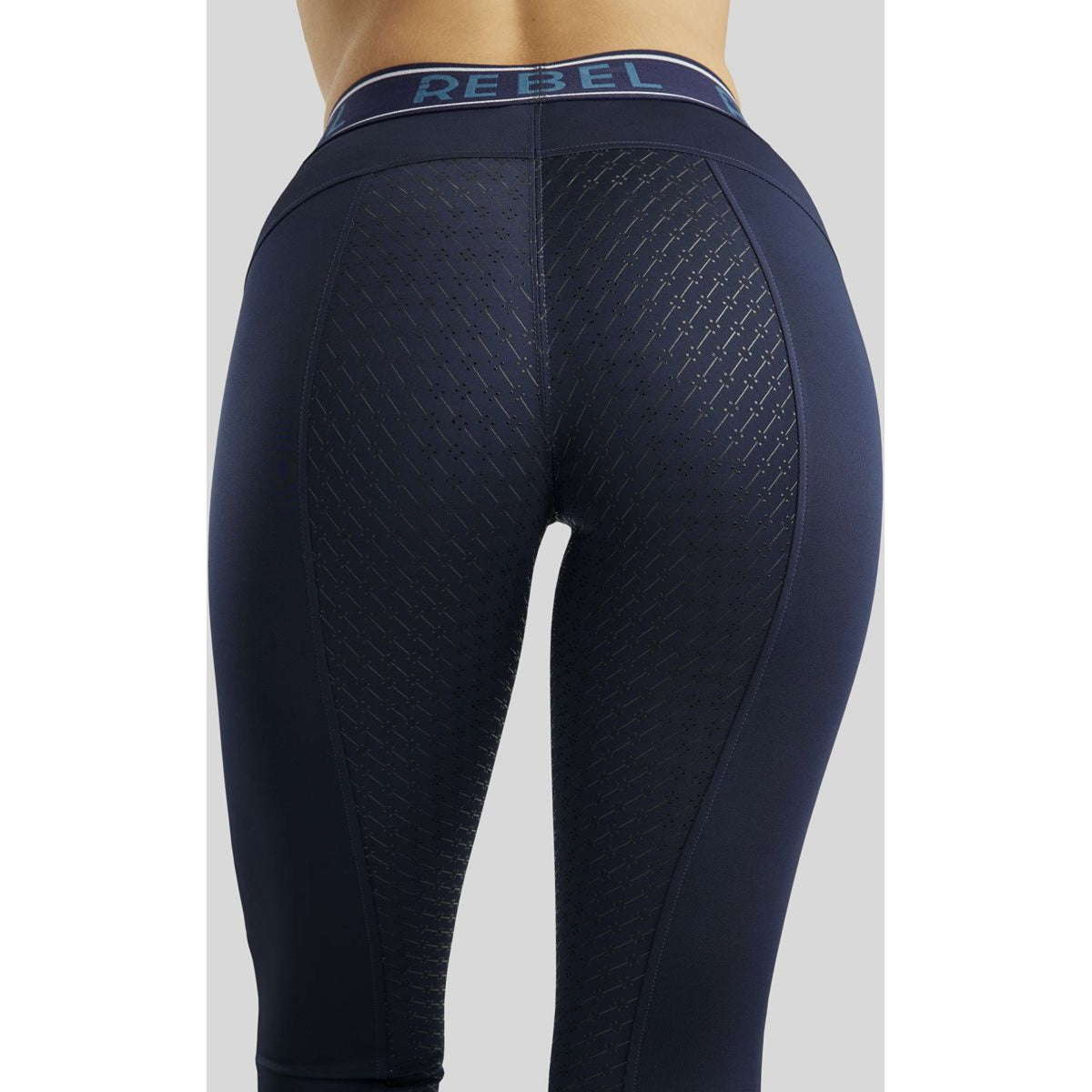 Rebel Riding Legging Logo Elastic Waistband Full Grip Navy