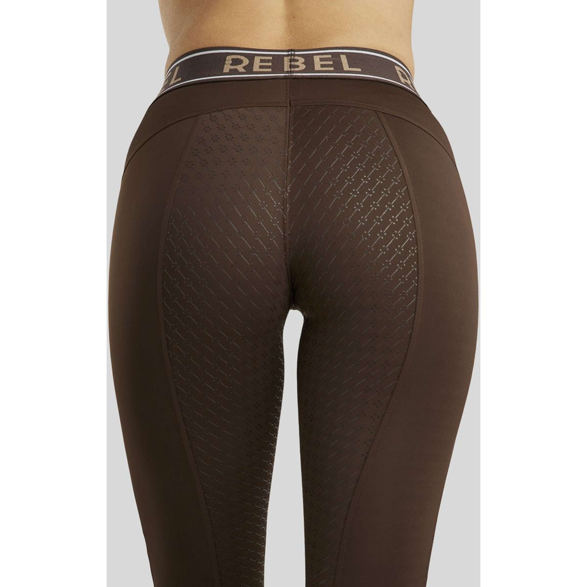 Rebel Riding Legging Logo Elastic Waistband Full Grip Brown