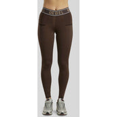 Rebel Riding Legging Logo Elastic Waistband Full Grip Brown