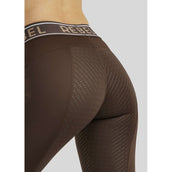 Rebel Riding Legging Logo Elastic Waistband Full Grip Brown