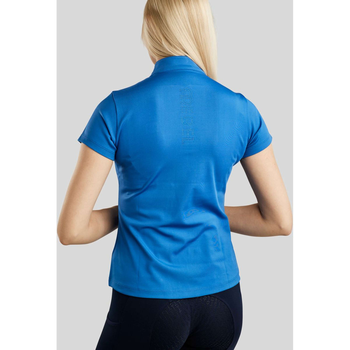 Rebel T-Shirt Tone in Tone Crystals Strong Blue