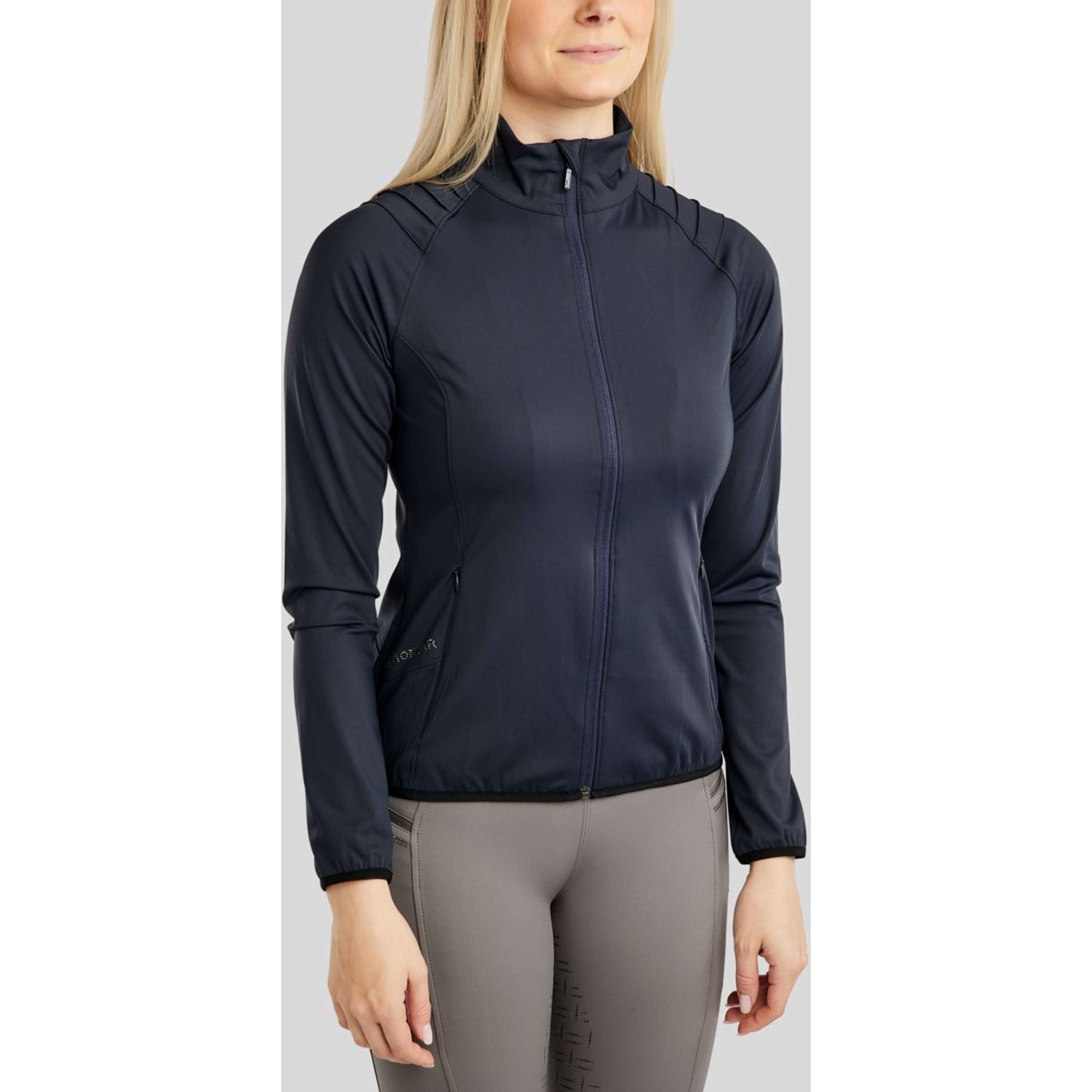 Montar Jacket MoPearl Pintuck Gun Metal Crystals Navy