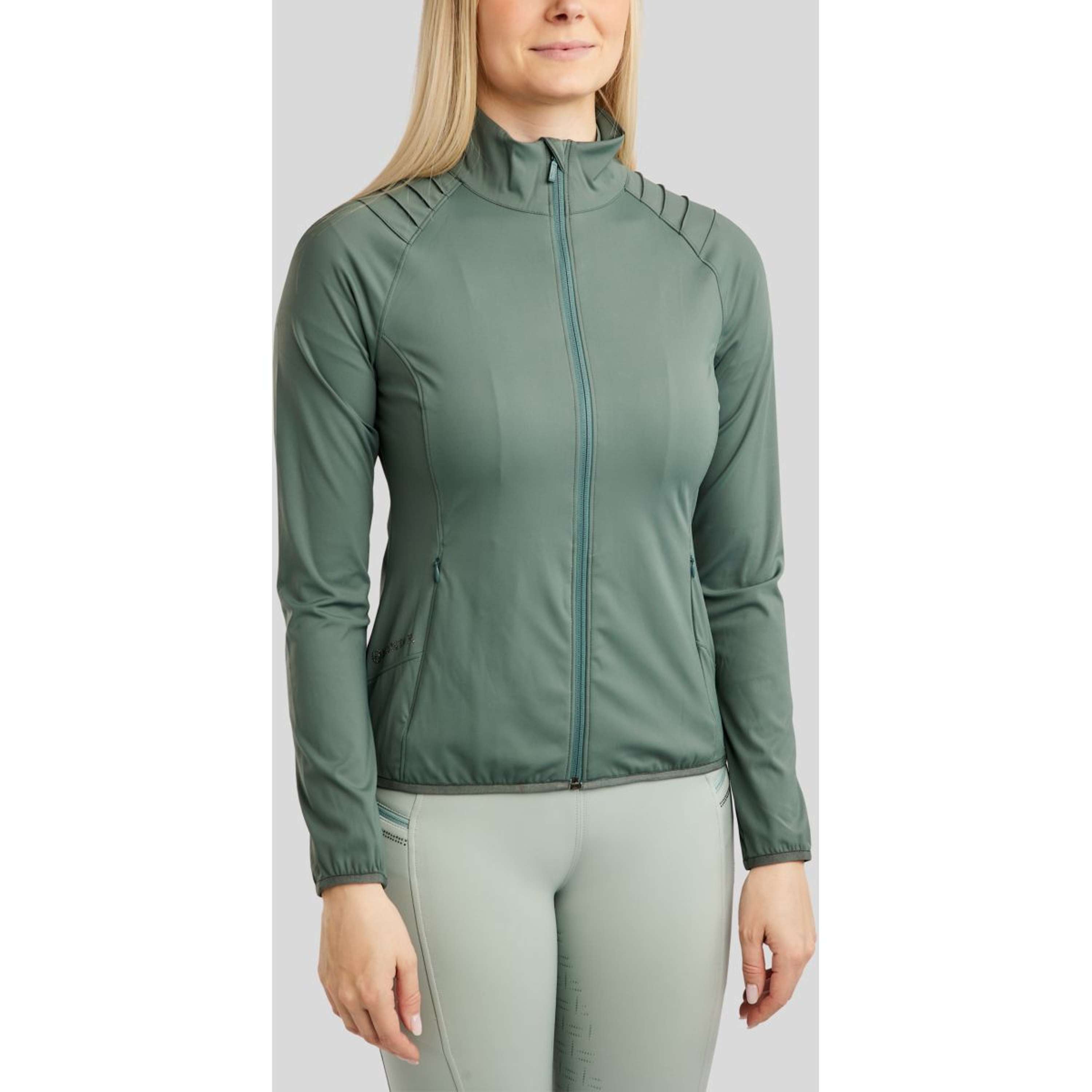 Montar Jacket MoPearl Pintuck Gun Metal Crystals Jade