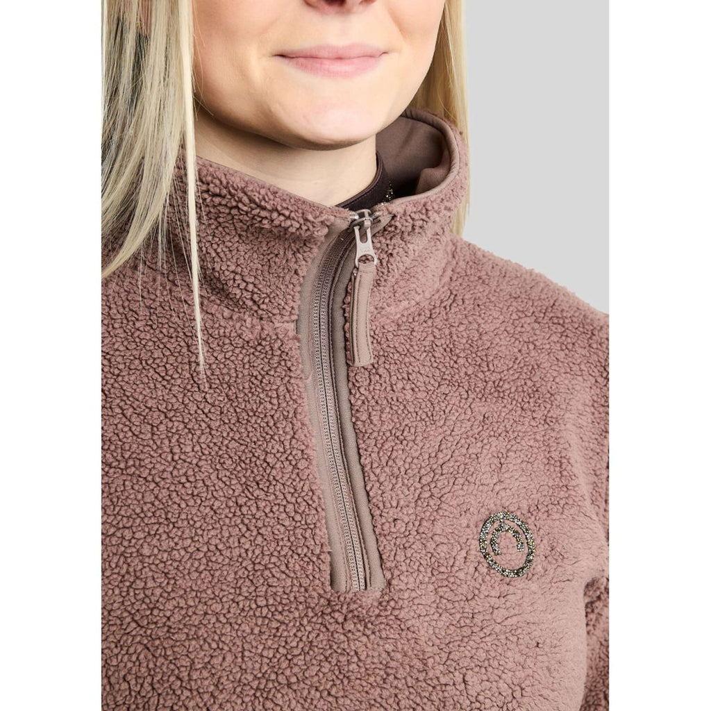 Montar Sweater MoEbba Q-Zip Teddy Pile Golden Quartz Nougat Brown