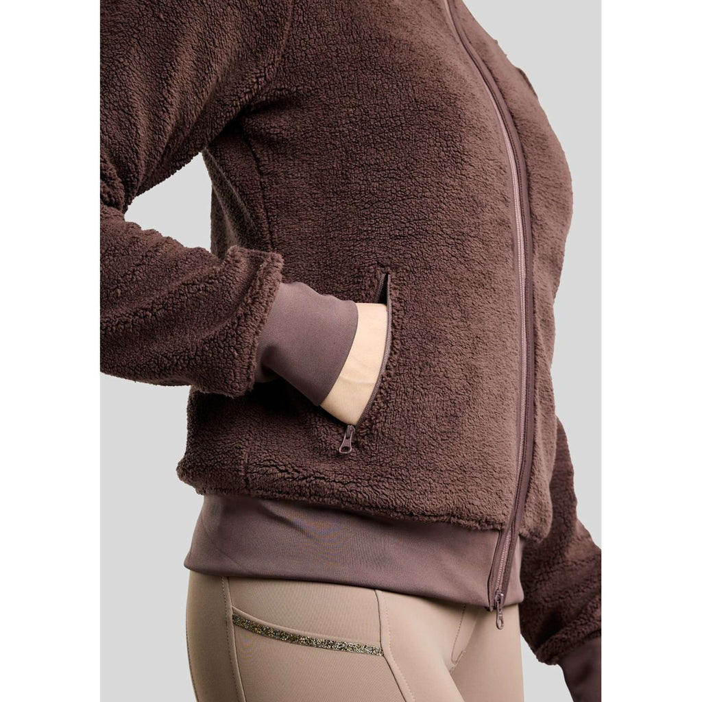 Montar Zip-Hoodie MoEbba Teddy Pile Golden Quartz Black Peony