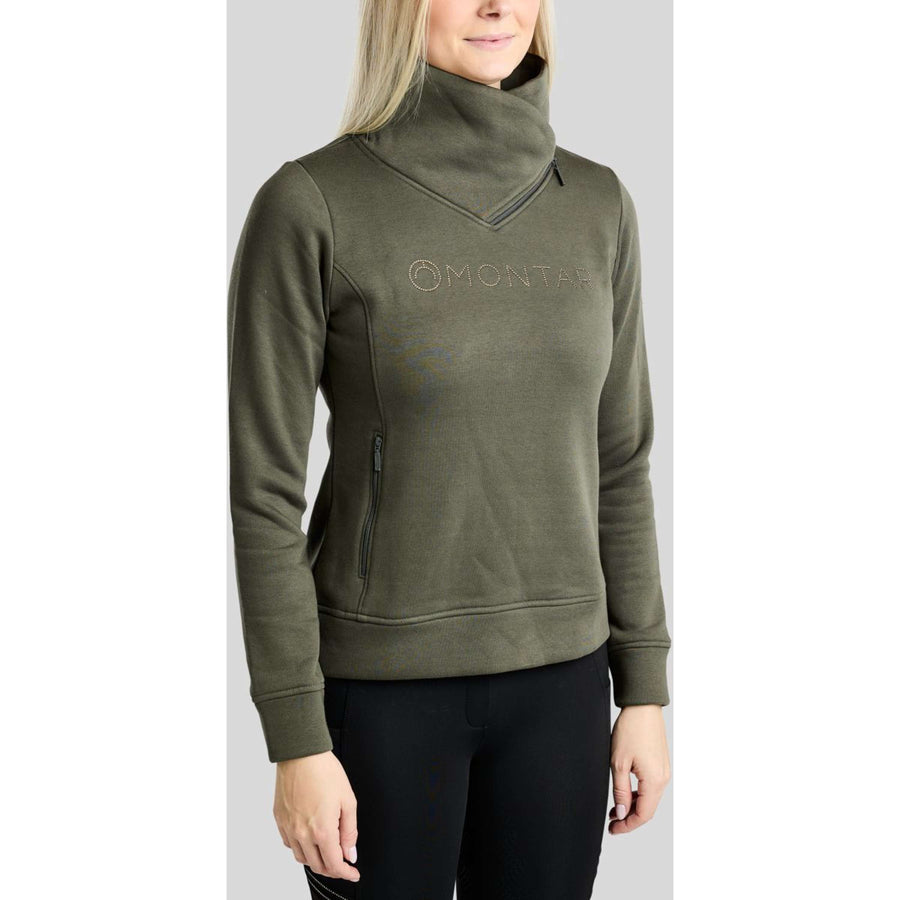 Montar Sweater MoNaja High Collar Golden Quartz Crystals Forest Green