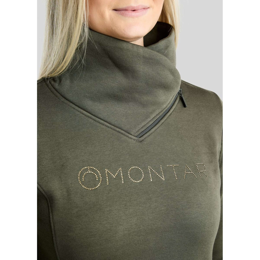 Montar Sweater MoNaja High Collar Golden Quartz Crystals Forest Green