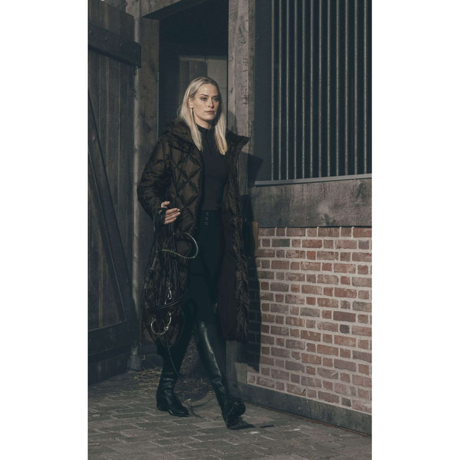 Pikeur Long Coat QuiltDiamond Selection AW26 Chocolate Brown