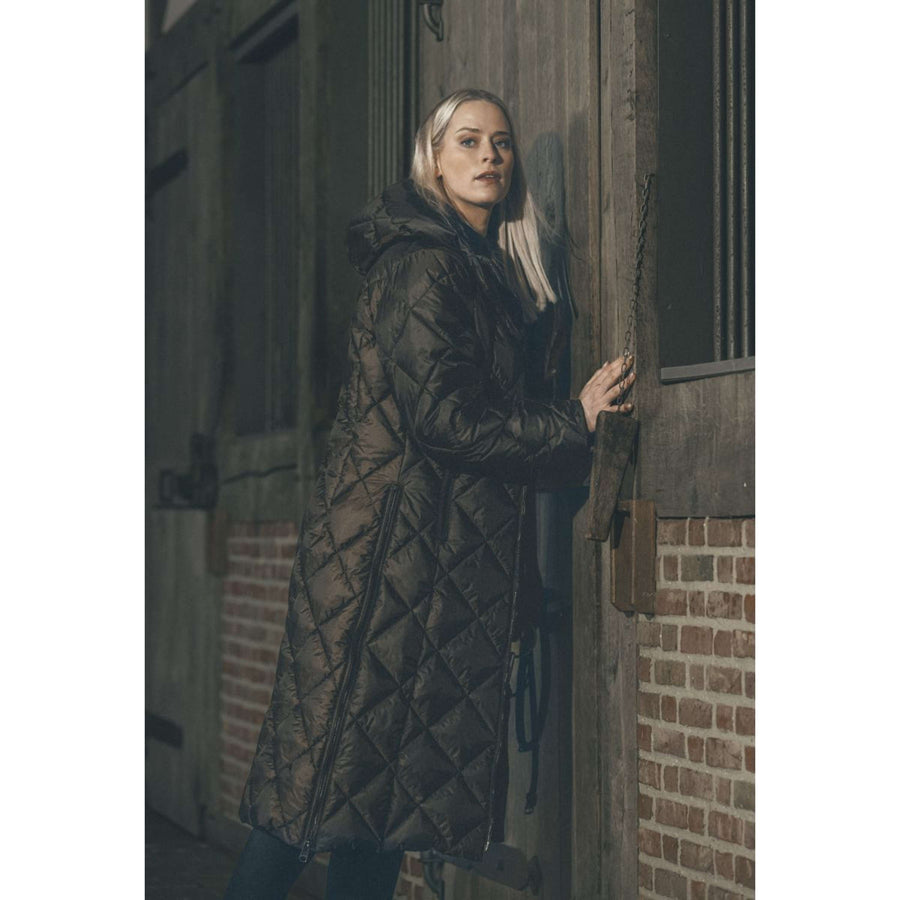 Pikeur Long Coat QuiltDiamond Selection AW26 Chocolate Brown