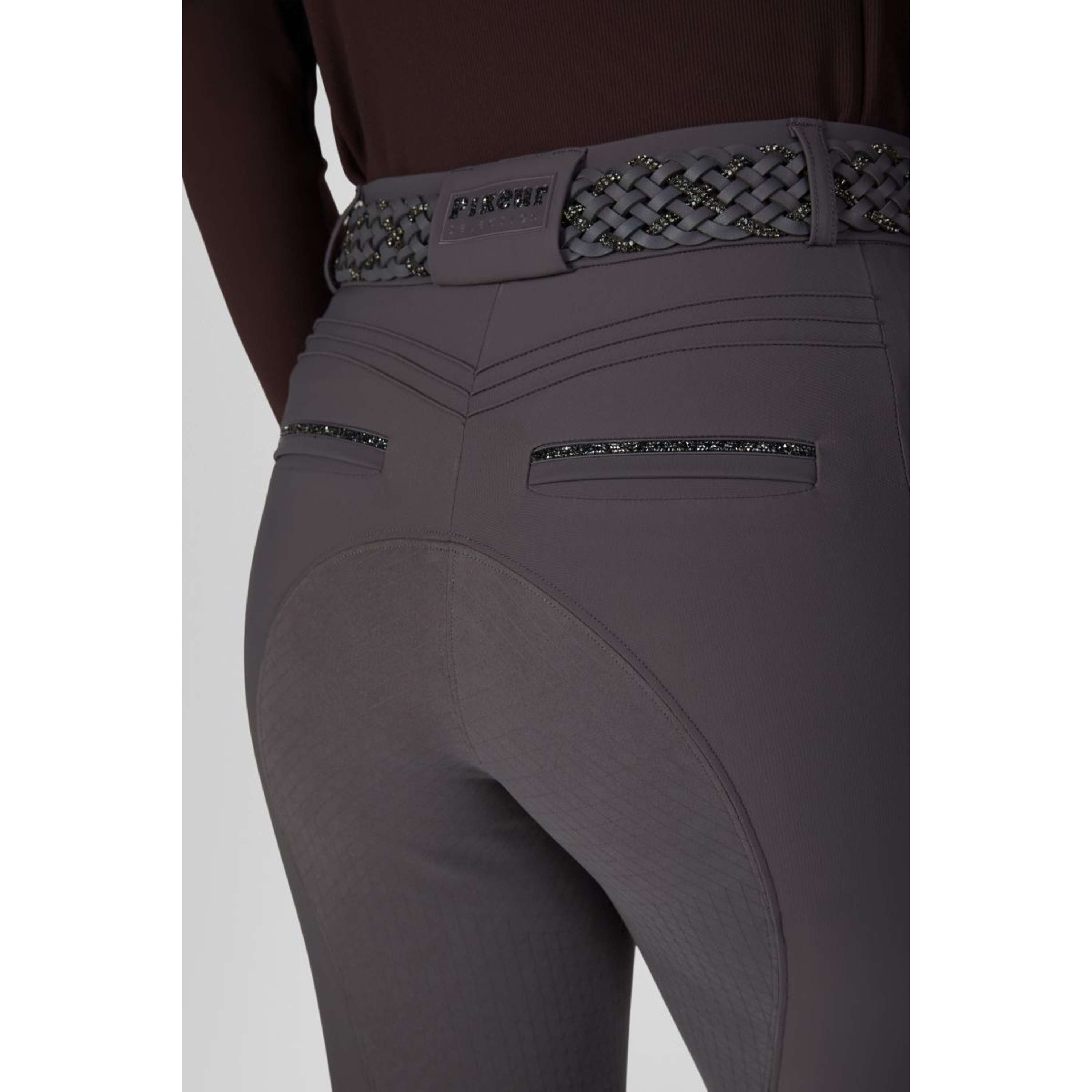 Pikeur Breeches Ceelina GridTexLeather Highwaist Full Grip Basalt Grey