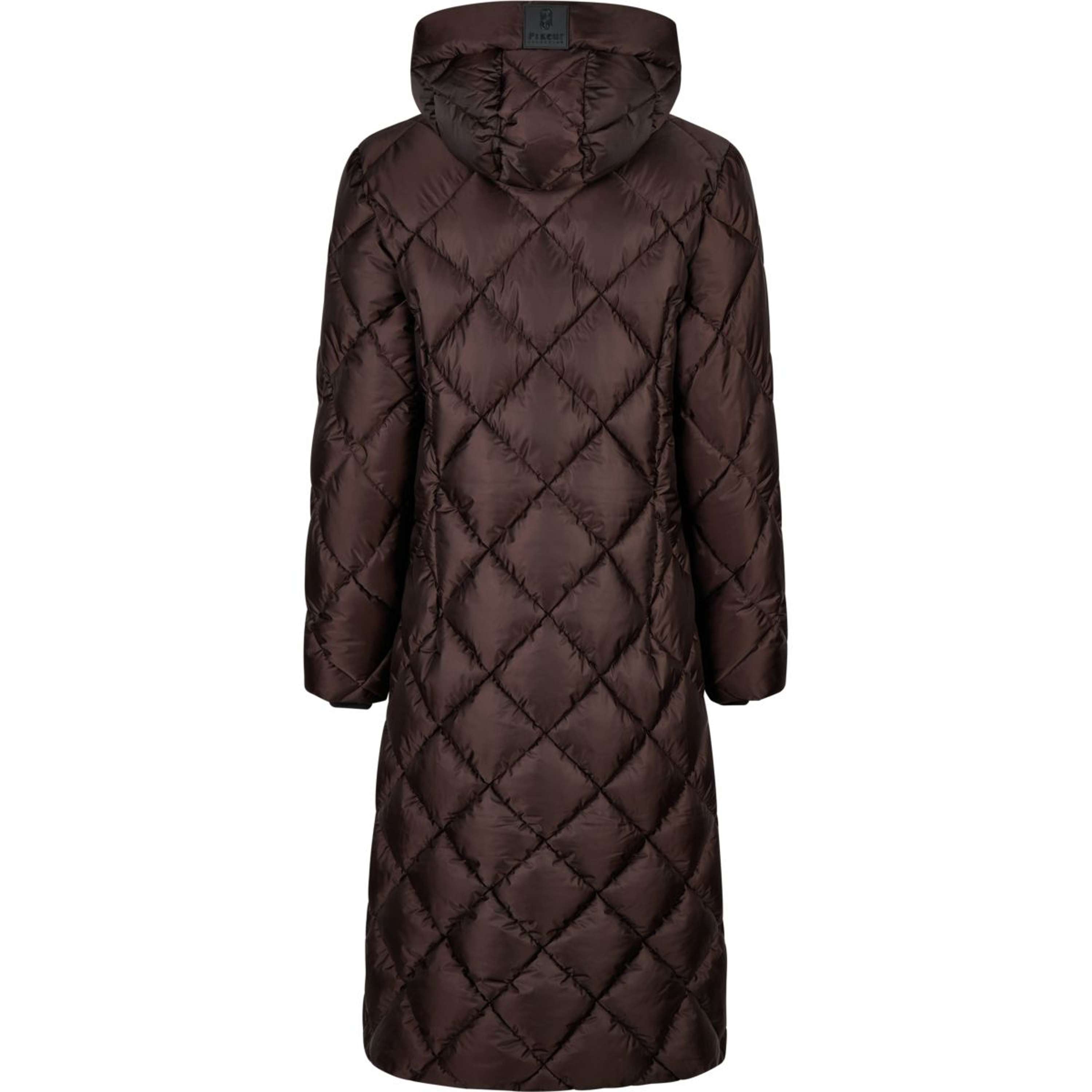 Pikeur Long Coat QuiltDiamond Selection AW26 Chocolate Brown