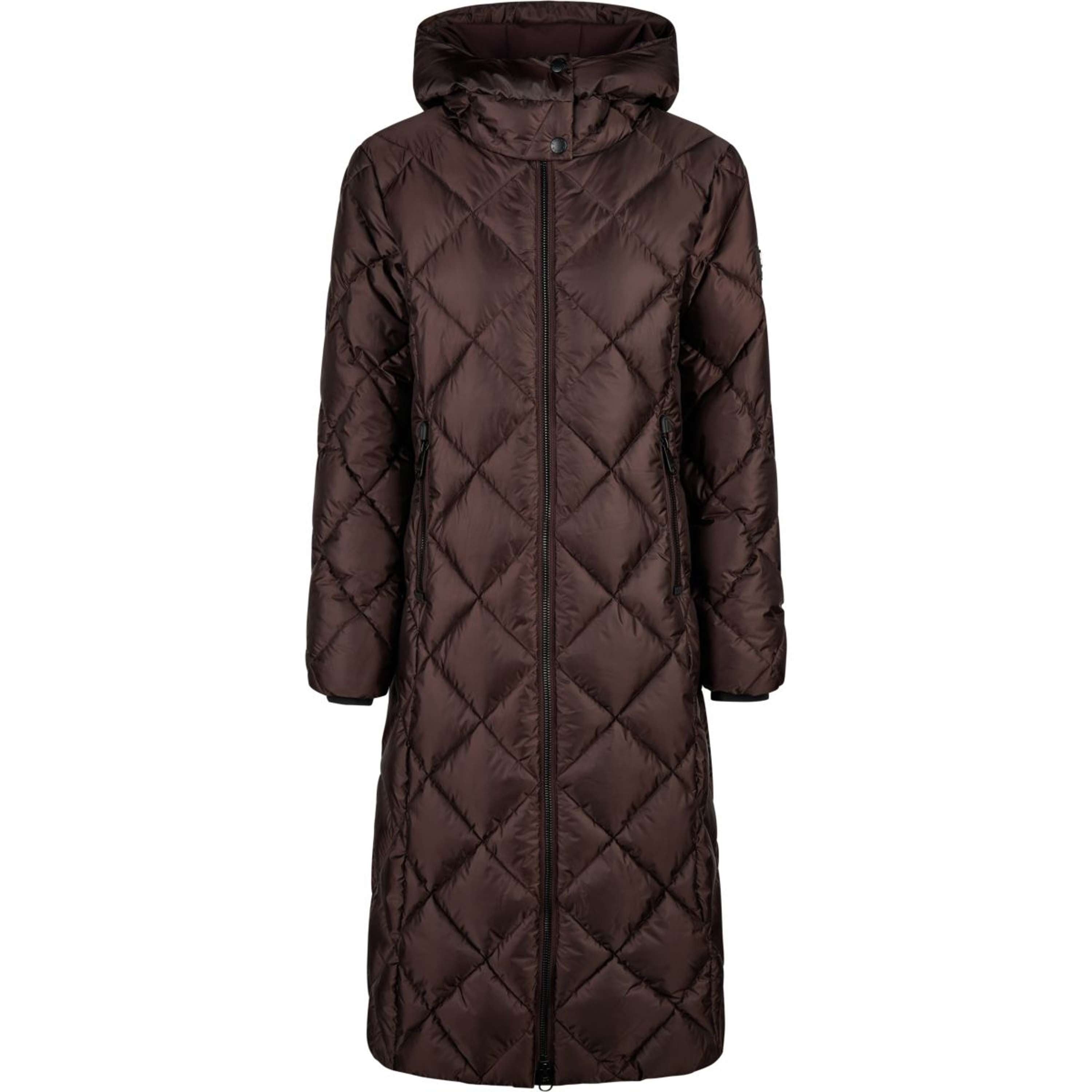 Pikeur Long Coat QuiltDiamond Selection AW26 Chocolate Brown
