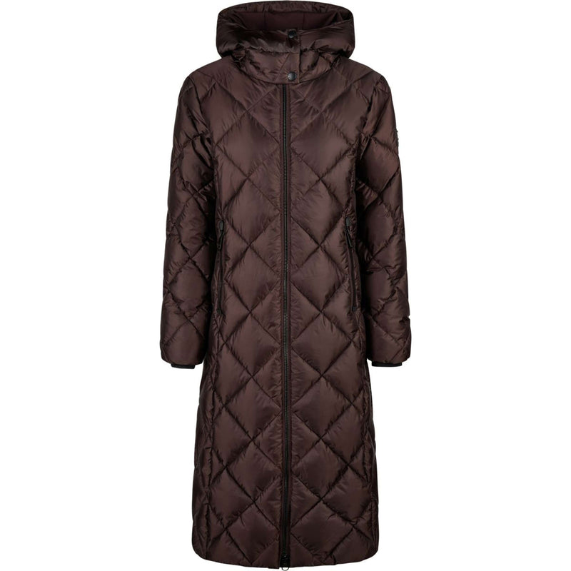 Pikeur Long Coat QuiltDiamond Selection AW26 Chocolate Brown
