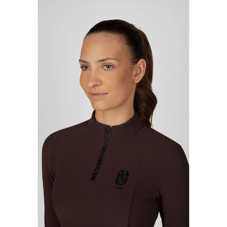 Pikeur Shirt Zip Rip Selection AW26 Long Sleeves Chocolate Brown