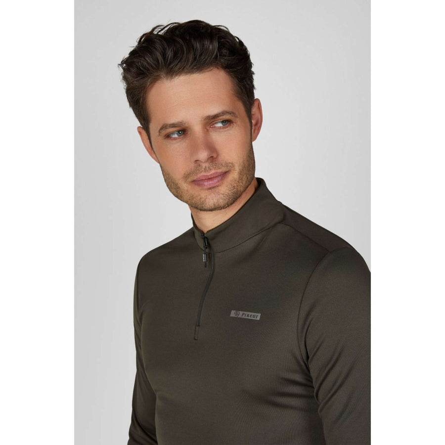 Pikeur Shirt Zip Athleisure AW26 Men Olive Green