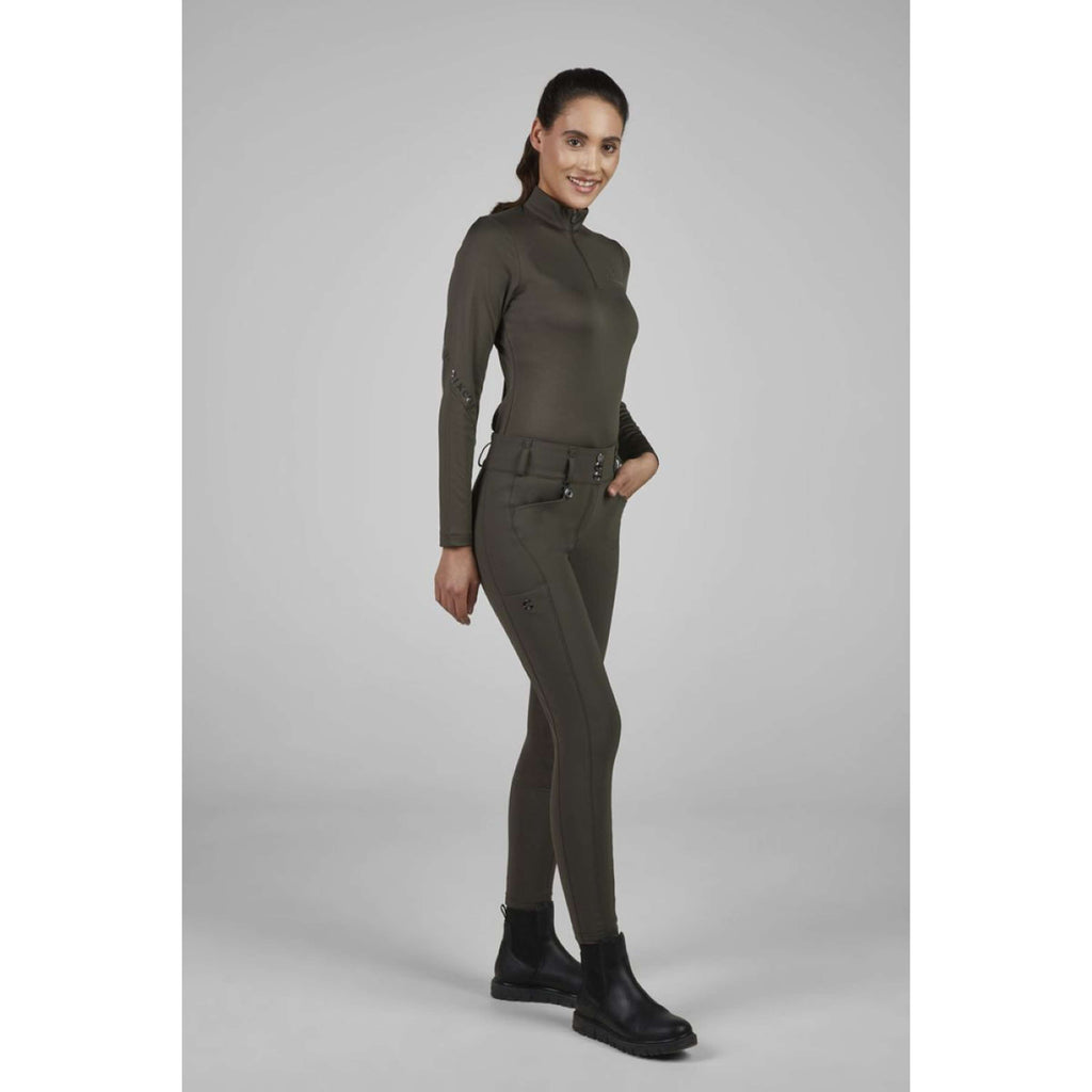 Pikeur Breeches New Candela Full Grip Flex Faux Leather Deep Khaki