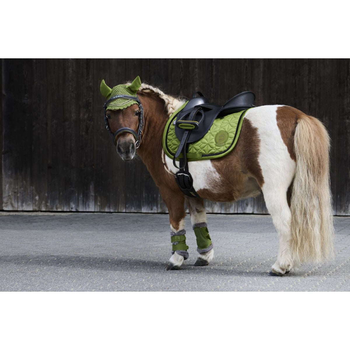 Eskadron Saddlepad Platinum Mattgloss Bow Shetty moss-green