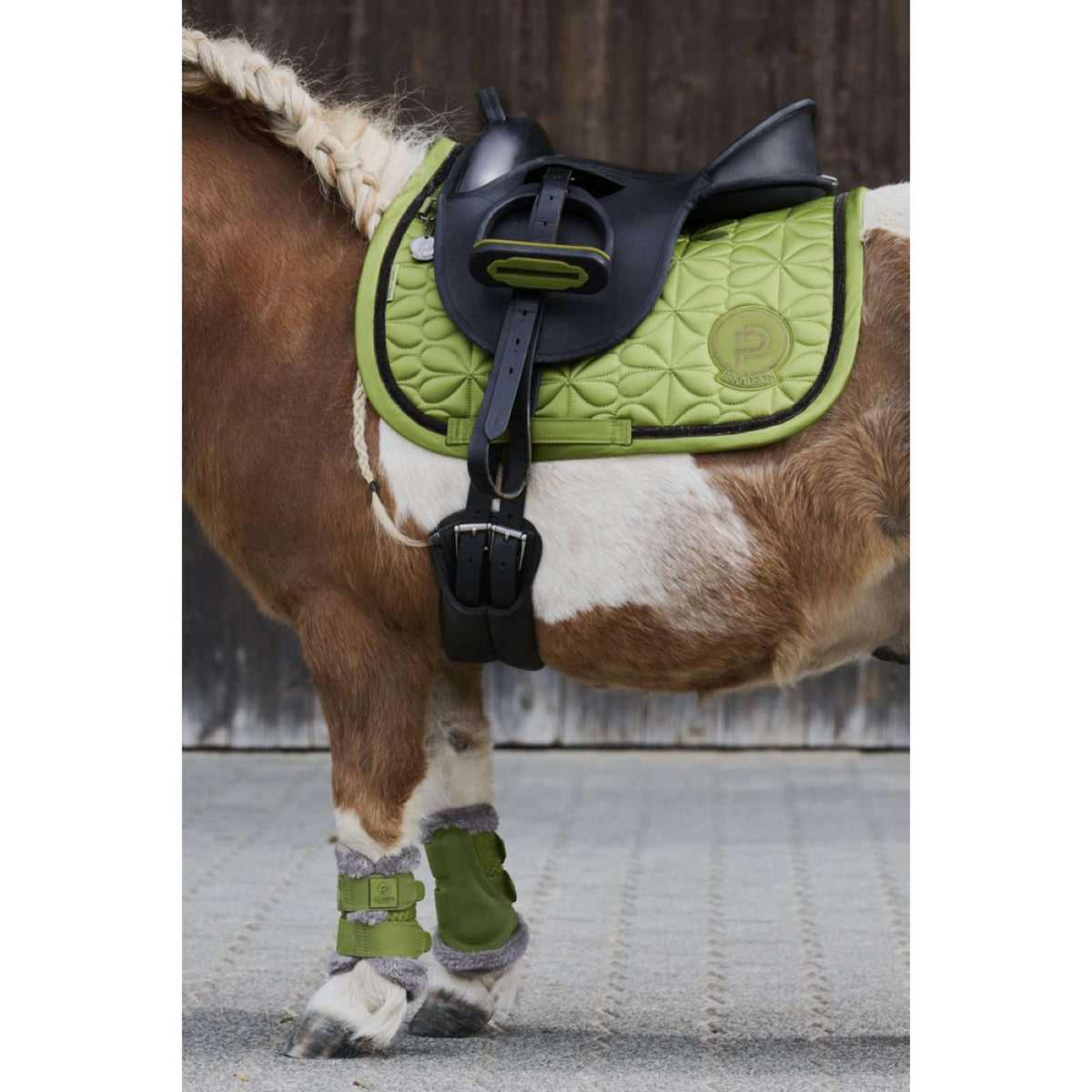 Eskadron Saddlepad Platinum Mattgloss Bow Shetty moss-green